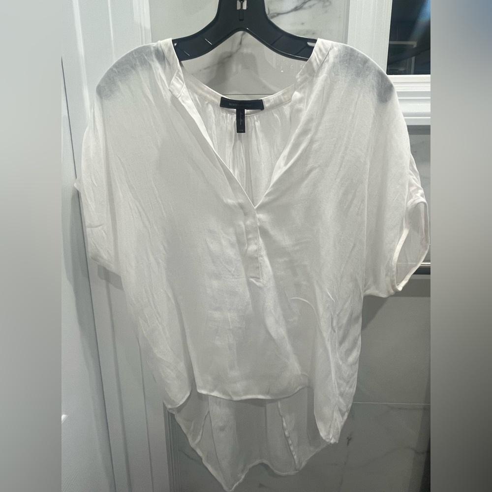 BCBGMaxazria White Ayanna Oversized Scarf Shirt Size XXS